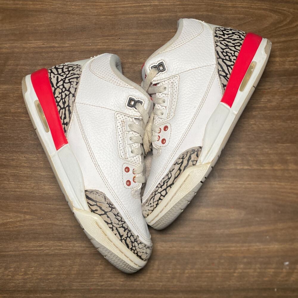 Kid's Air Jordan 3 Retro Hall of Fame Katrina White Size 5.5Y Shoes (398614-116)